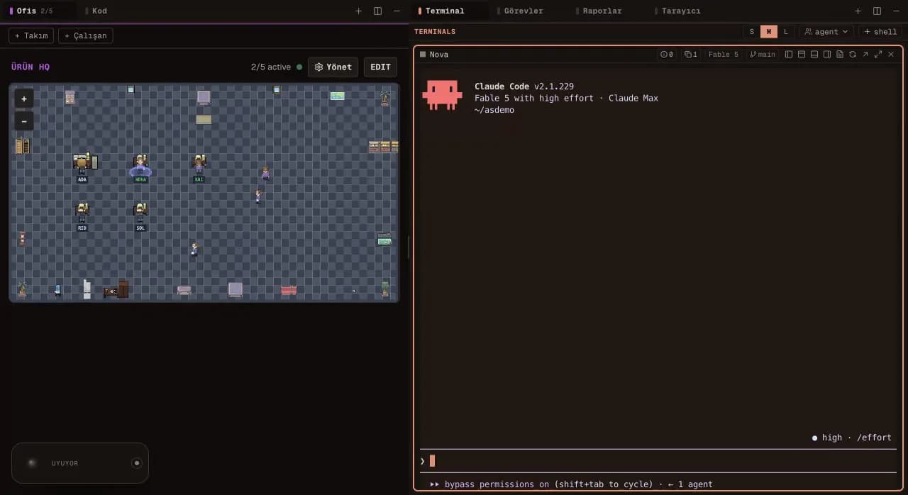 Live Watch: the README file an agent is editing flowing live in the editor with its diff.