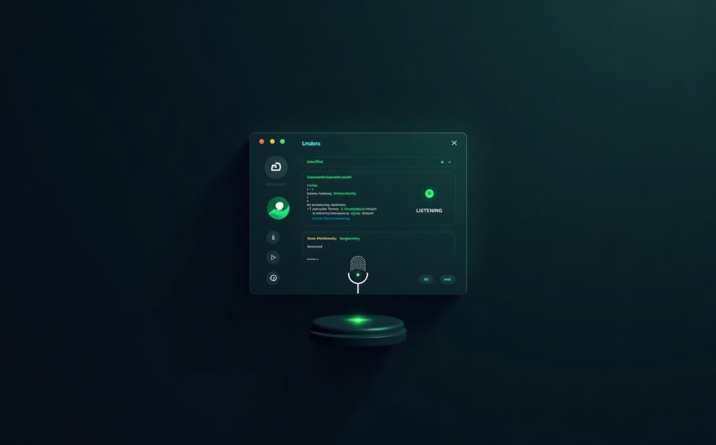 Voice masaüstü transkripsiyon penceresi mockup
